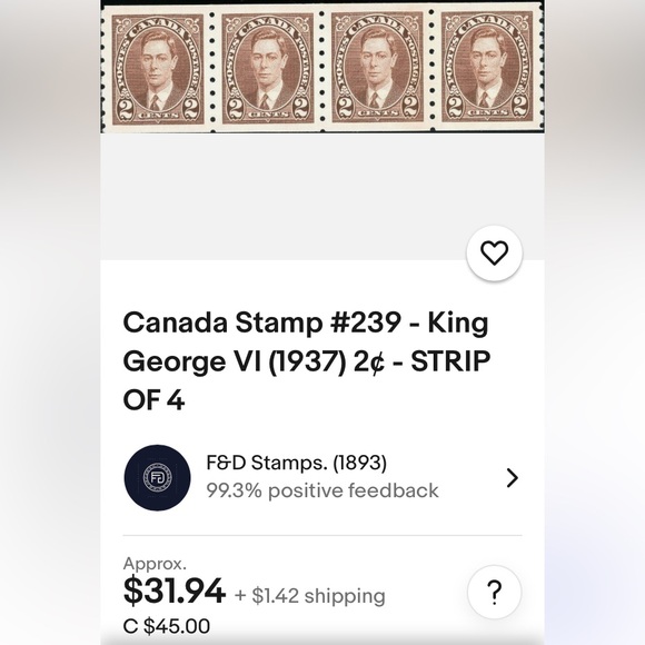 1937 Canadian 8 cents stamp - Picture 4 of 4